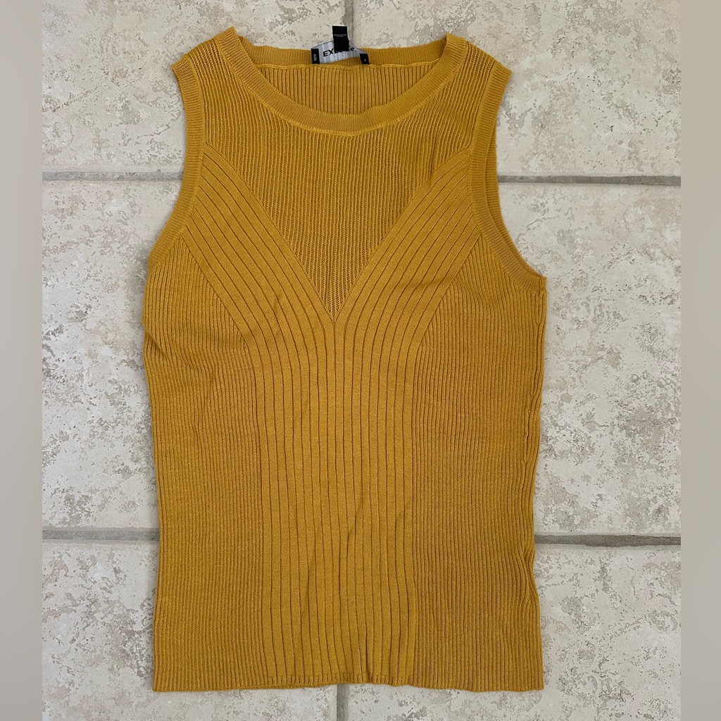 Express Golden Yellow Knit Sleeveless Sweater